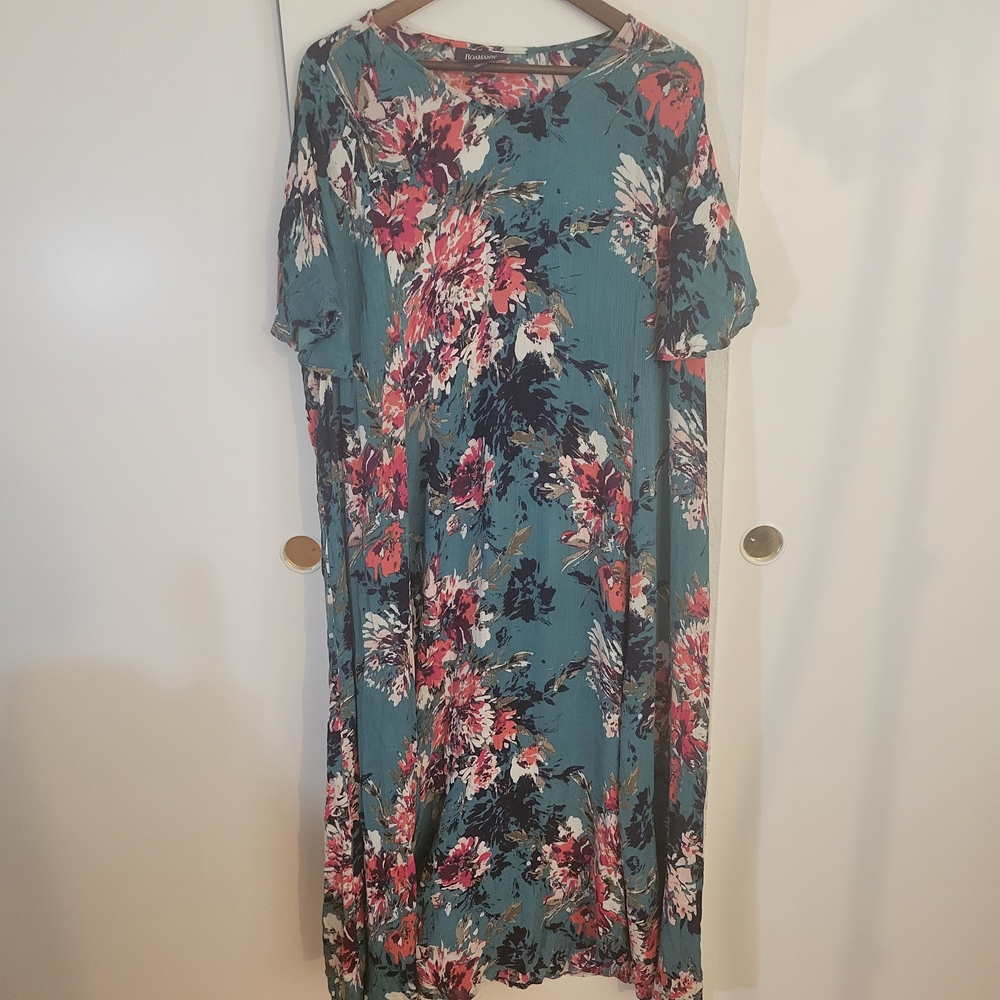Roamans Floral Teal Maxi Dress